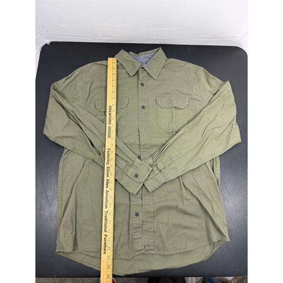 Wrangler Comfort Flex Green Long Sleeve Work Shirt Men’s Large - Picture 1 of 7